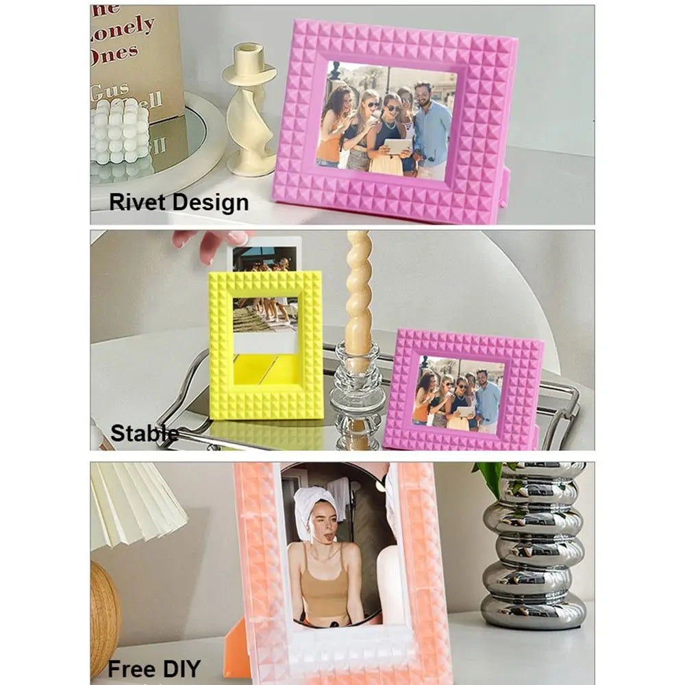 Desktop Decor Instant Camera Photo Frame Stamp Vertical Card Display Stand Scrapbook Rivet for Polaroid/Fujifilm Instax