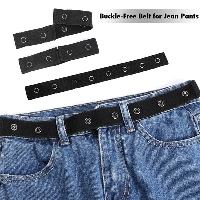 Buttonless Elastic Invisible Jeans Belt Simple Men's And Women's Waist Elastic Adjustable Trousers Waist Circumference