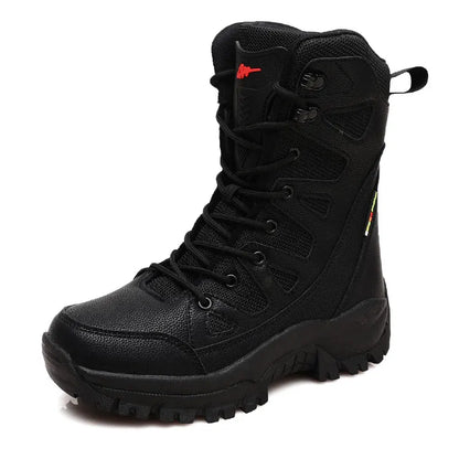 New High Top Men's Boots Waterproof Winter Boots Warm Plush Snow Boots Men Lace Up Casual Anti-Slip Ankle Boots Army Work Boots