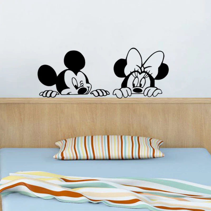 Cartoon Mickey Minnie Mouse Vinyl Wall Sticker Baby Room Home Decoration Car Laptop Cabinet Decals Mural DIY Stickers Decor