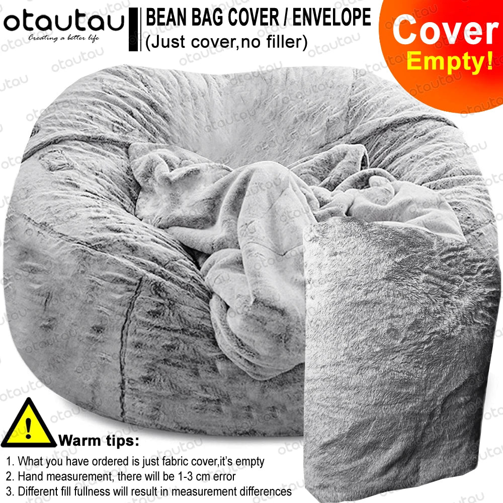 LooX OTAUTAU© 200cm Giant Bean Bag Sofa Bed Slipcover No Stuffed Fluffy Big XXL Beanbag Chair Recliner Pouf Seat Puff Couch Furniture