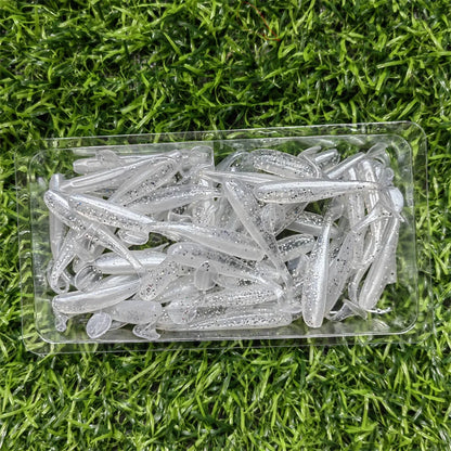 50PCS Micro Soft Fishing Lures 0.35g/35mm T-tail Worm Lure Small Artificial Bait Jig Wobblers Bass Pike Fishing Tackle