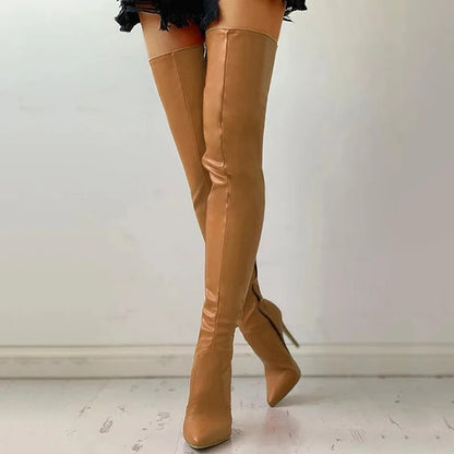 Autumn/Winter Women's Boots Pointed Side Zipper Slim High Heels Large Over Knee Boots Women's Boots Platform Boots Womens Shoes