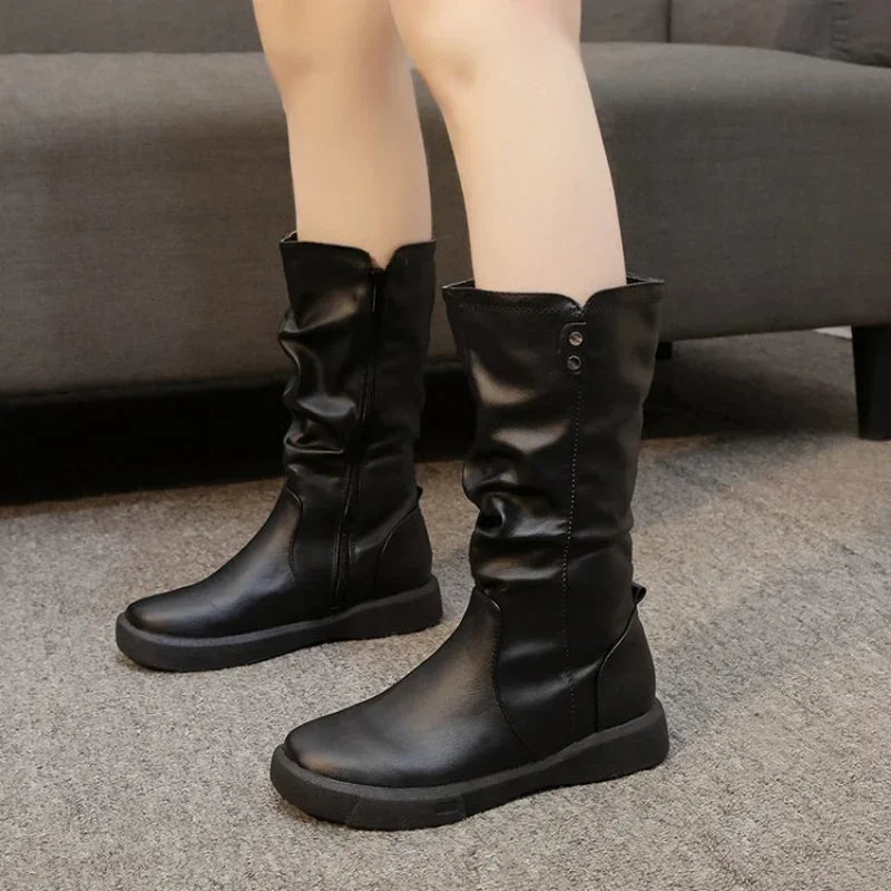 Women Thigh High Boots Women Modern Boots Zippers Outdoor Female Casual Platform Shoes Ladies Leather Long Boots Botines Mujer