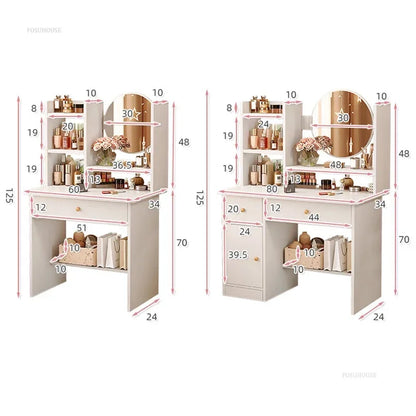 Artificial Board Creative Dressers for Bedroom Storage with Cabinet Mirror Dressing Table Light Luxury Nordic Dresser for Hotel