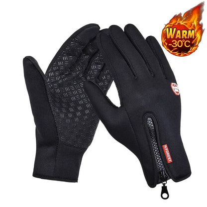 Winter Gloves For Men Waterproof Windproof Cold Gloves Snowboard Motorcycle Riding Driving Warm Touchscreen Zipper Glove