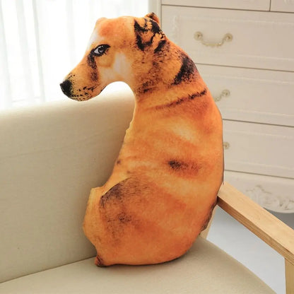 3D Lifelike Animal Cute Bend Dog Printed Throw Pillow Funny Dog Head Cosplay Children Favorite Toy Cushion for Home