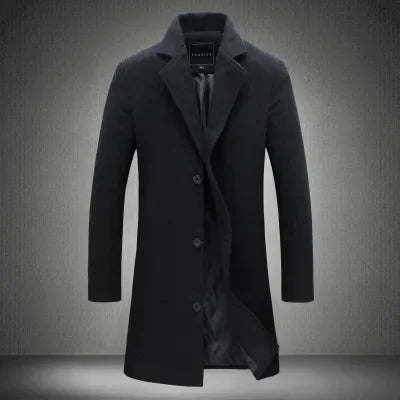 Woolenovercoat2022 New Men's Korean Style Slim Fit Medium-length Trench Coat Factory Wholesale Woolen Material Jacket