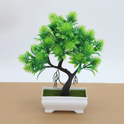 Artificial Plants Potted Green Bonsai Small Tree Grass Plants Pot Ornament Fake Flowers for Home Garden Decoration Wedding Party