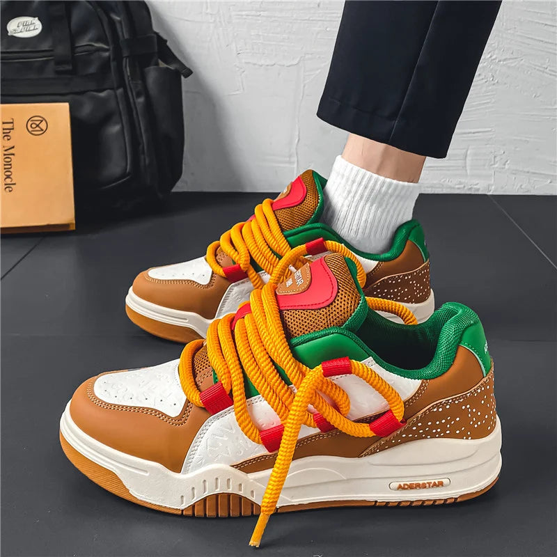 Designer Hamburger Sneakers Men Original Luxury Skateboard Shoes Men Casual Sports Shoes Street Hip Hop Men's Trendy Skate Shoes