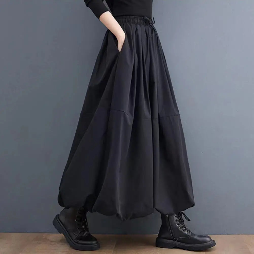 Women Maxi Skirt Elegant Women's Winter Woolen Maxi Skirt with High Waist Pockets Fashionable A-line Long Skirt for Female Thick