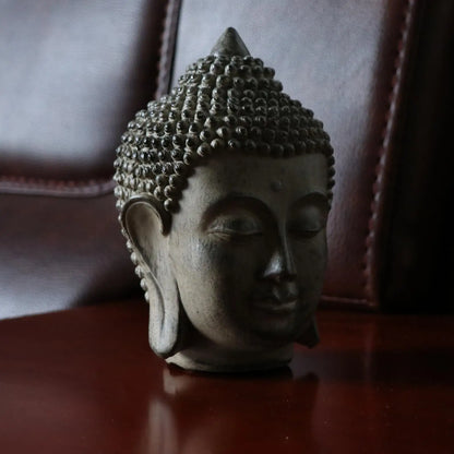 Buddha Head Statue  Figurine Fengshui Home Desktop Decorative Ornament