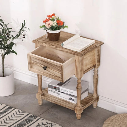 American Rural Solid Wood Bedside Cabinet Drawer Type Storage Living Room Cabinet Multi-functional Seam Storage Cabinet