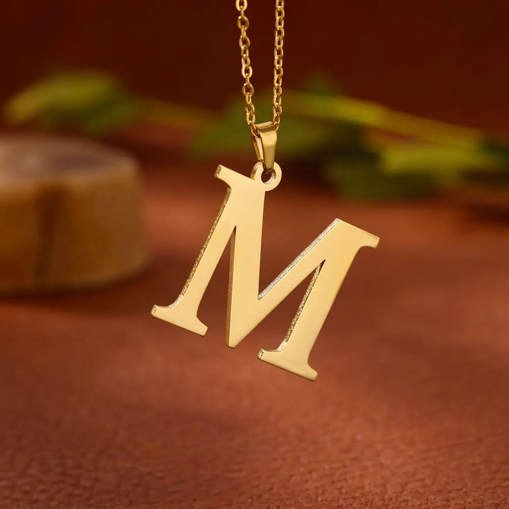 Stainless Steel A-Z Alphabet Necklace For Women Gold Color Punk 26 Letter Pendant Choker Necklace Party Aesthetic Jewelry 2024