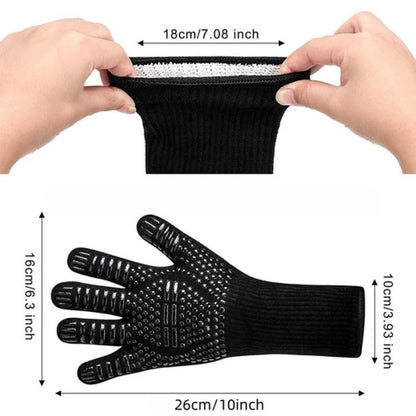 Heat Resistant BBQ Gloves 800 Degrees Non-Slip Silicone Insulation Microwave Gloves For Kitchen, Grill, Camping, and Cookware