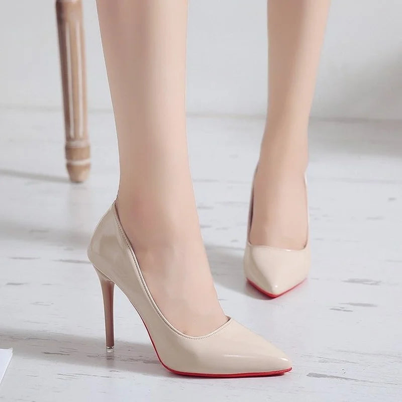 Women Shoes Spring Patent Leather Stiletto Women's Single Shoes Pointed Dress Bride Bridesmaid Wedding Shoes