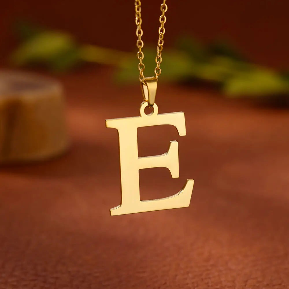 Stainless Steel A-Z Alphabet Necklace For Women Gold Color Punk 26 Letter Pendant Choker Necklace Party Aesthetic Jewelry 2024