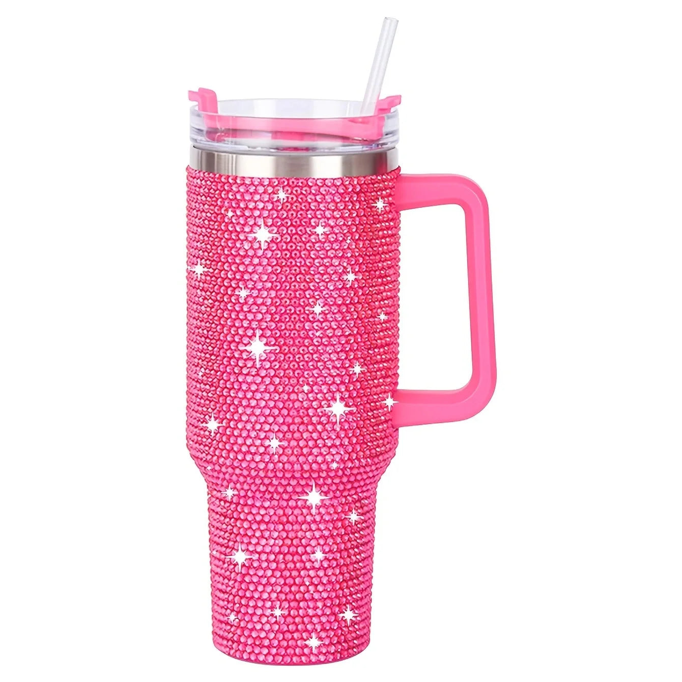 40oz Shiny Diamond Shiny Diamond Tumble Coffee Insulation Cup Stainless Steel Car Bottle Straw Large Capacity Rhinestone Cup