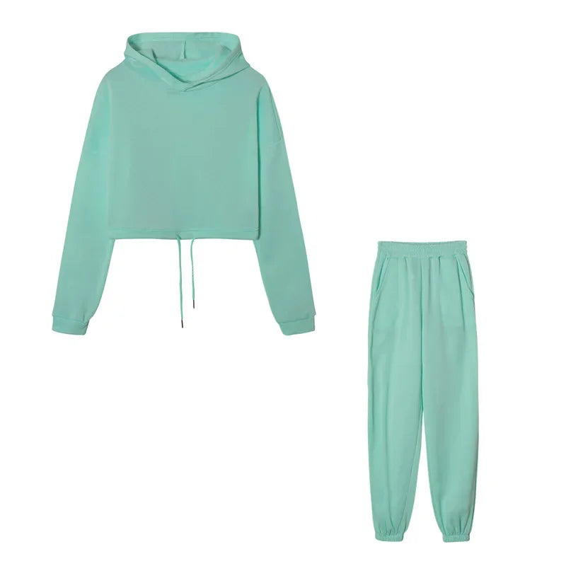 Autumn/winter Fashionable Long Sleeve Casual Sportswear Two-piece Set Sweet Style Pant Sets