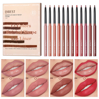 12pcs Lip Liner Pencil Set Matte Nude Contour Lipliner Pencil Lipstick Pen Waterproof Long Lasting Lipstick Lip Tint Cosmetics