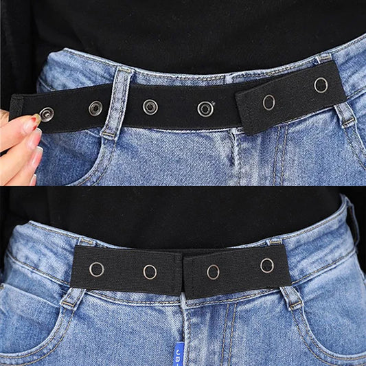 Buttonless Elastic Invisible Jeans Belt Simple Men's And Women's Waist Elastic Adjustable Trousers Waist Circumference