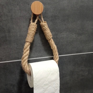 Nail-free Paper Towel Holders Towel Rack Bathroom Towel Hook Toilet Paper Holder Towel Rack Beige Hemp Roll Paper Holder