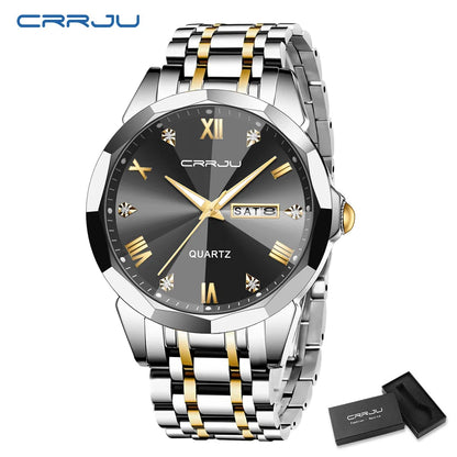 Classic Men Watches with Date,Stainless Steel Man Watch with Date, Bussiness Watches for Men,Luminous Quartz Watches Waterproof