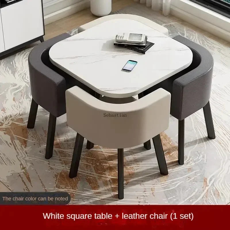 Simple Reception Table and Chair Combination 4 People Leisure Negotiation Office Table Nordic Small Round Table