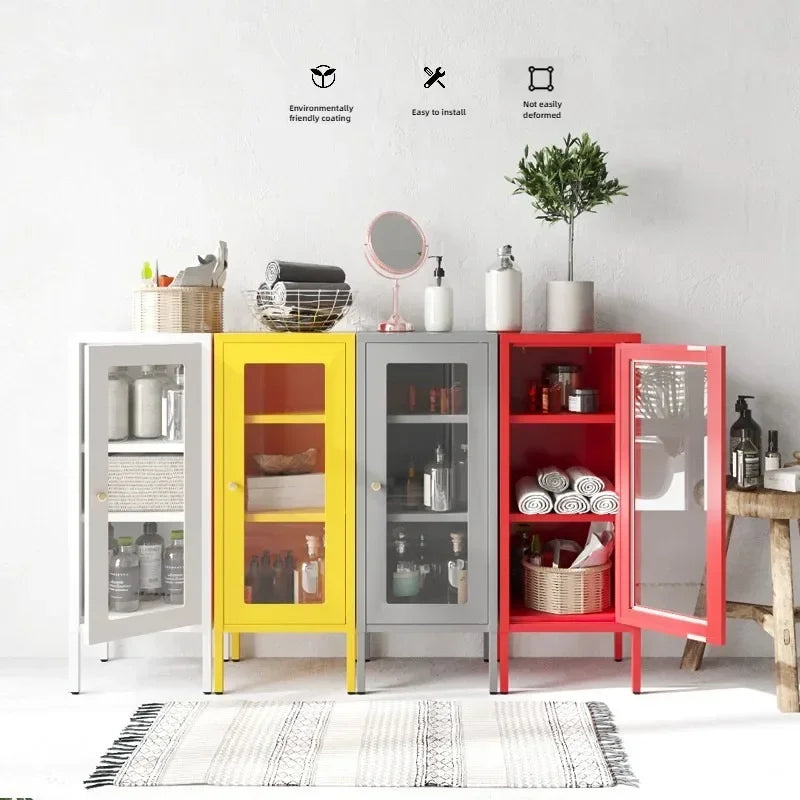 Dining Side Cupboard Wine Cabinet Small Size Narrow Storage Kitchen Living Room Side Wrought Iron Kitchen Sideboard Cabinet