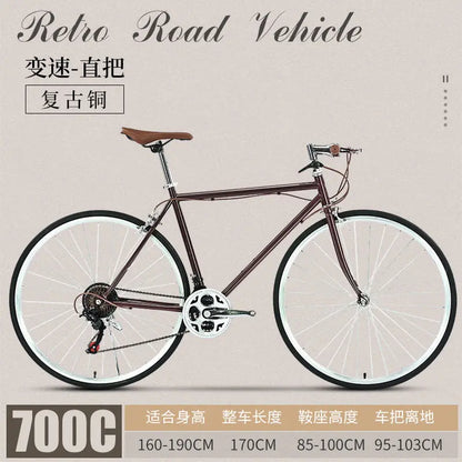 700C Road Bike Professional Vintage 21 Speed Bicycle Down Tube Shifter Alloy Frame Race Cycle Road Bike for Men