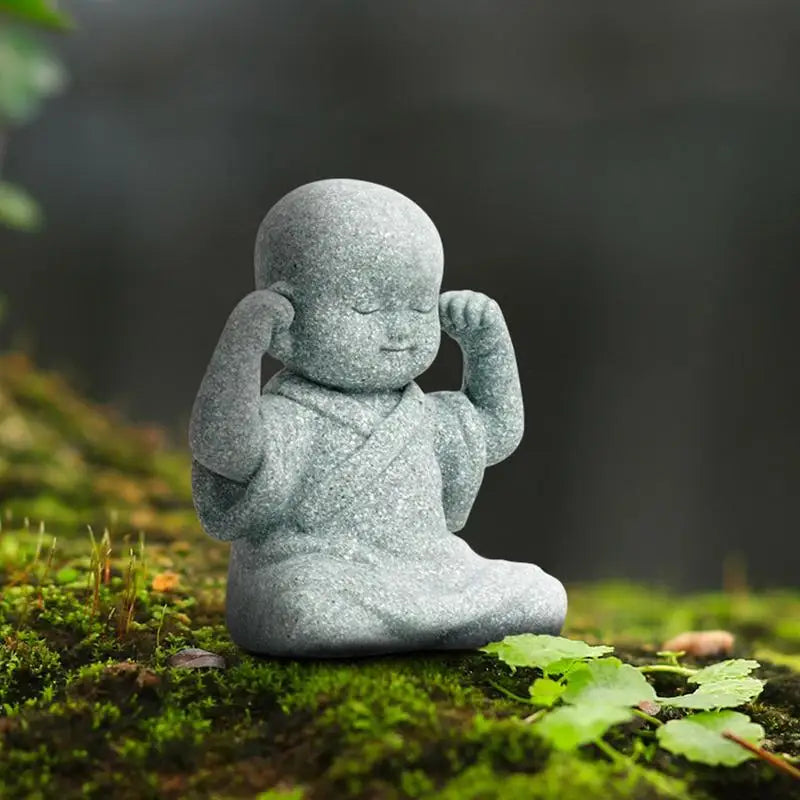 Buddha Stone Statue Little Buddhist Monks Tibetan Buddhism Figurines Zen Garden Ornament Meditation Home Aquarium Decoration