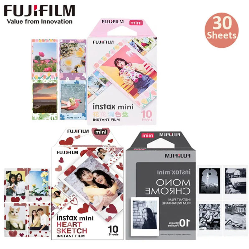 10-100 Sheets Fujifilm Instax Mini 12 Film Mono Monochrome Film For Mini SE 7+ 99 40 Evo 90 Link 2 Printer Instant Photo Camera