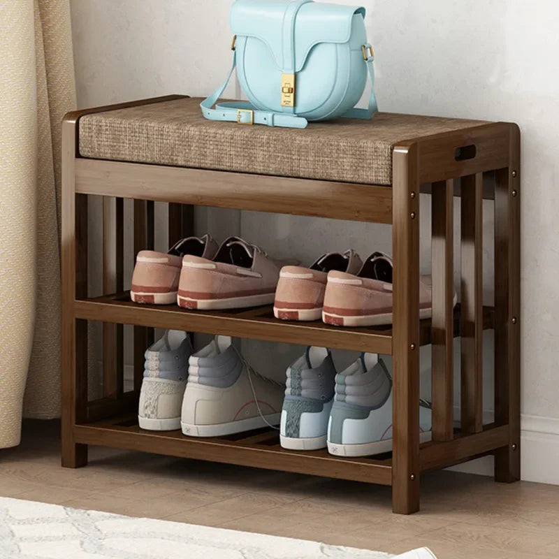 Household Entry Shoe Rack Multi-layer Partition Soft Bag Cushion Storage Cabinets Entryway Shoe Organizer Mudroom Shoe Bench