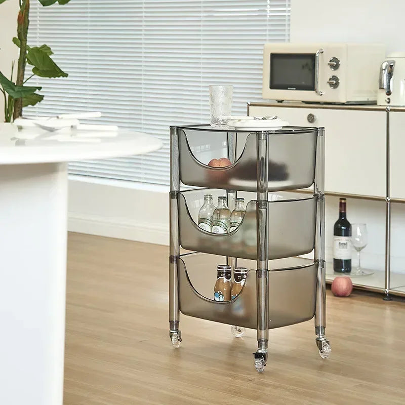 Nordic Acrylic Home Storage Rack, Transparent Mobile Trolley, Transparent Multi-layer Combination Storage Cabinet