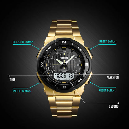 SKMEI 1370  Men Fashion Sport Quartz Clock Luxury Full Steel Business Mens Watches Waterproof Watch Relogio Masculino Watch