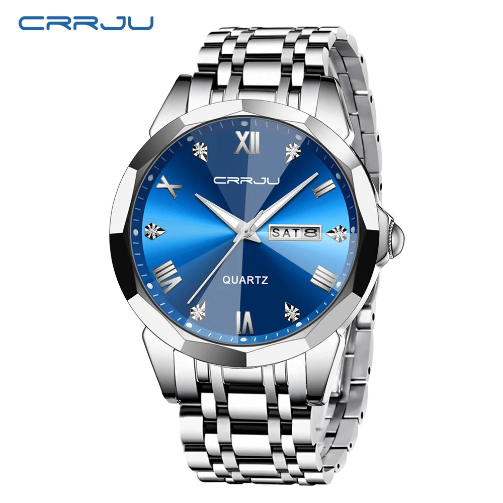 Classic Men Watches with Date,Stainless Steel Man Watch with Date, Bussiness Watches for Men,Luminous Quartz Watches Waterproof