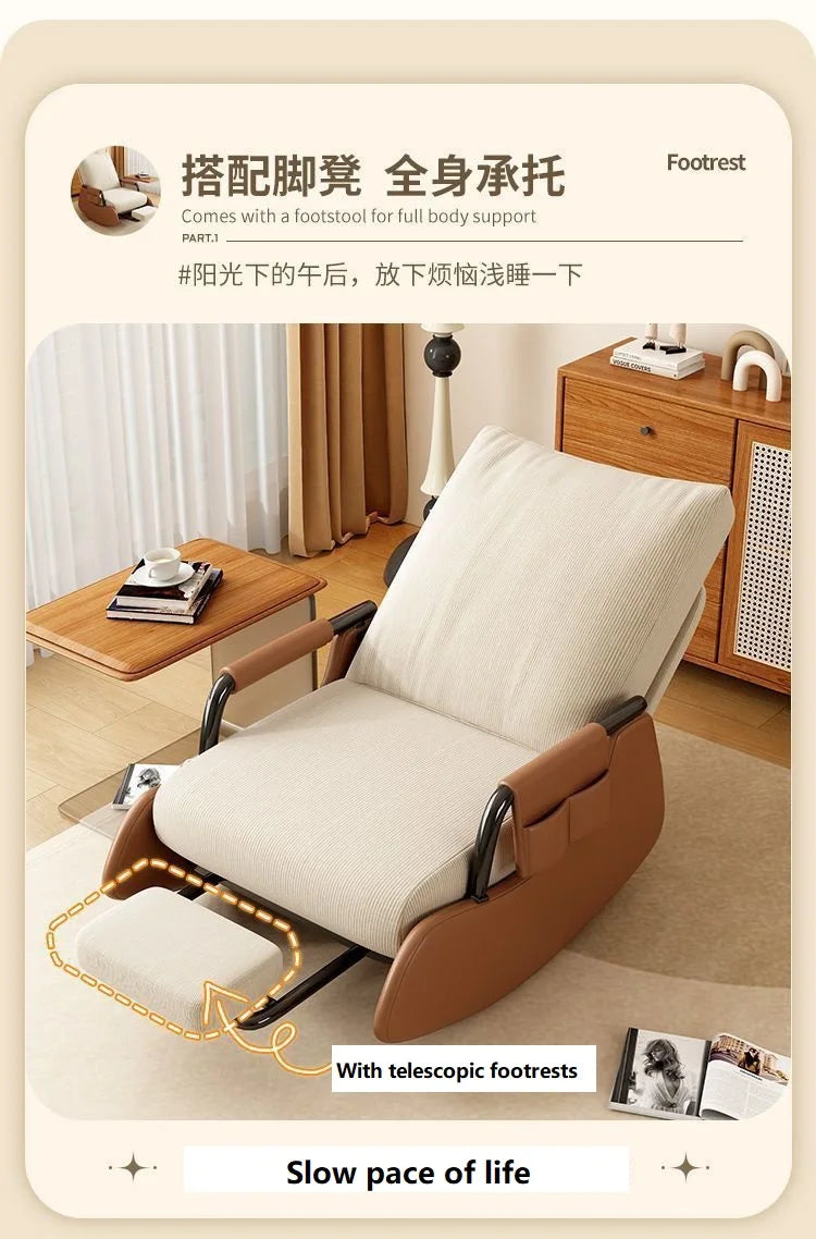 Lazy rocking chair, balcony leisure chair, living room, home lazy sofa, rocking chair, elderly sitting, comfortable luxury recli