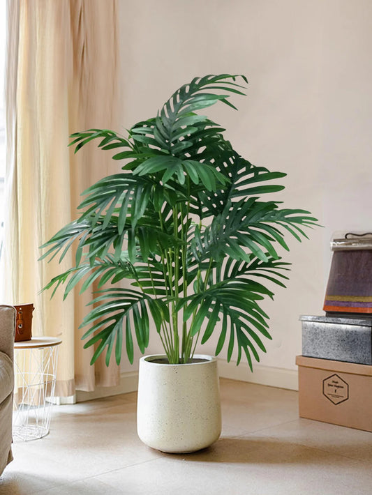 70-80cm Large Artificial Palm Tree Tropical Green Leaves Fake Plants Plastic Monstera Faux Tree Branch for Home Kitchen Decor