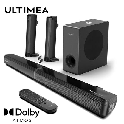 ULTIMEA 280W 4.1 Sound Bar with Dolby Atmos, 2 in 1 Bluetooth 5.3 Soundbar with Subwoofer, Home TV Soundbar Bluetooth Speakers