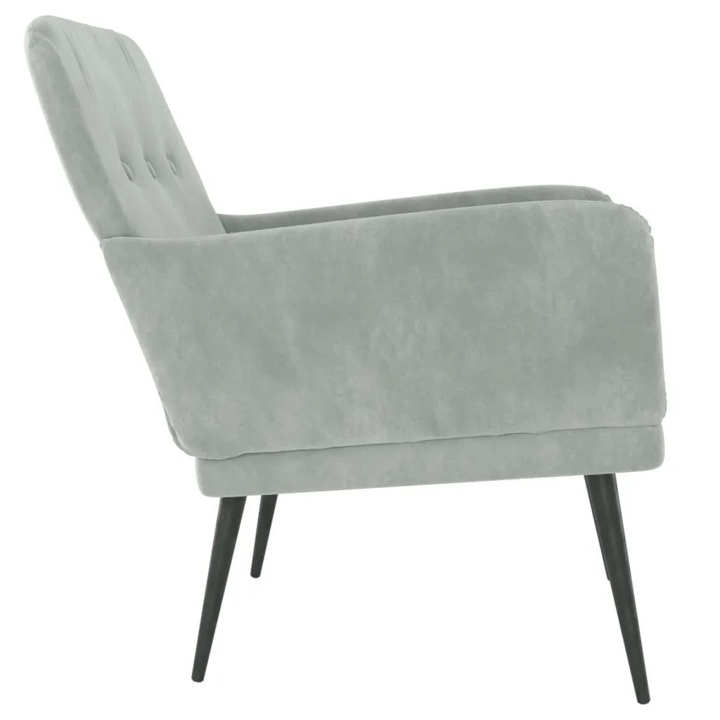 Light gray armchair 62x79x79 cm Velvet Modern Nordic design Furniture Living Room Home relax Leisure Luxury armchair