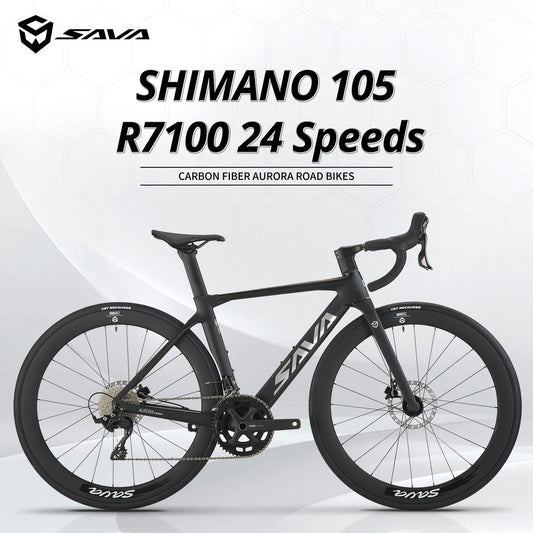 SAVA 2024 NEW A7L Carbon Road Bike, Adult Racing Bike, Equipped With Shimano R7100, 24-Speed Mechanical Disc Brakes