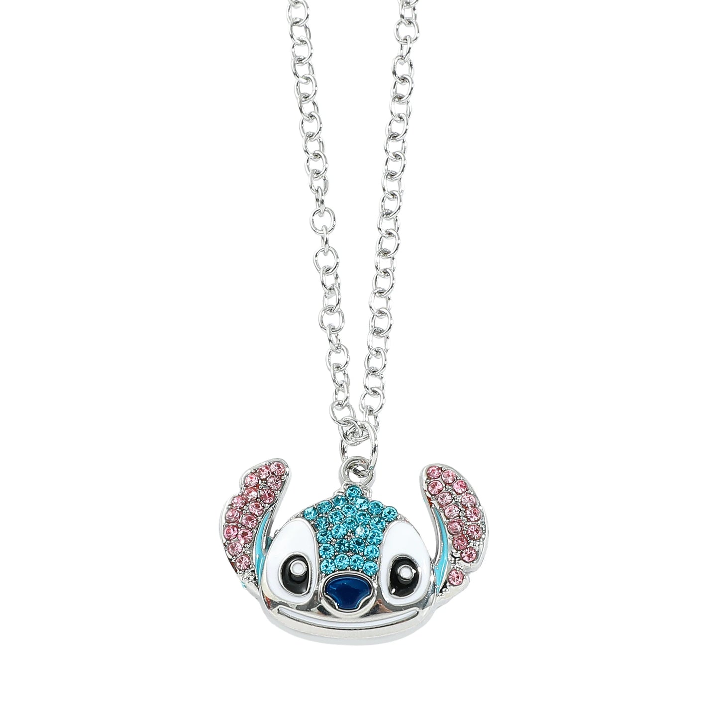 Disney-Stitch Cartoon Necklace, Cute Jewelry, Personality Pendant, Sweater Chain, Filled Rhinestones, Gift