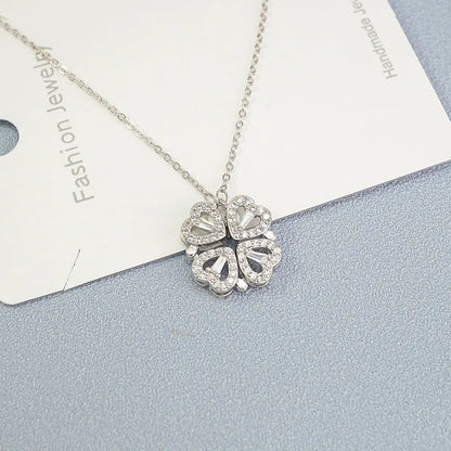 2023 Lucky Four-leaf Clover Necklace Women Magnet Heart Pendant Necklace Clavicle Chain Charm Wedding Jewelry Anniversary Gift