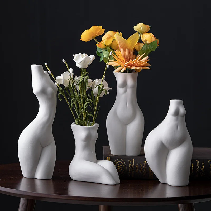 Ceramic vase human body modeling Nordic home decoration decoration real human body art dried flower hydroponic decoration