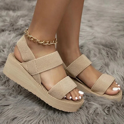 New Minimalist Slingback Wedge Sandals Outdoor Summer Lightweight Slides Solid Color Thick Bottom Ladies Shoes Female Sandals