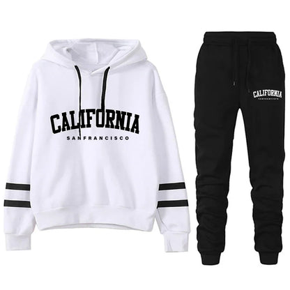 California Womens Tracksuit Casual Stripe Versatile Hooded Sweatshirt or Pants or Suit Simplicity Hot Sales Street Outfits S-3XL