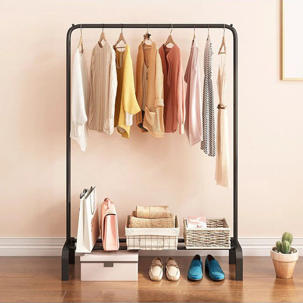 T-lovendo coat rack donkey clothing resistant, stable and narrow. Without wheels, with a shoe rack. Hang clothes