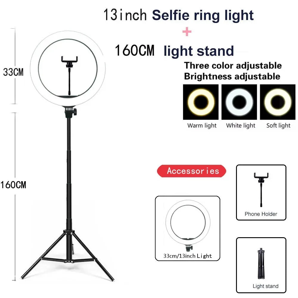 Youtube Shooting Vlog Selfie Circular Photo Ring Light Led Photographic Video Camera Lamp Studio Lighting Phone Holder