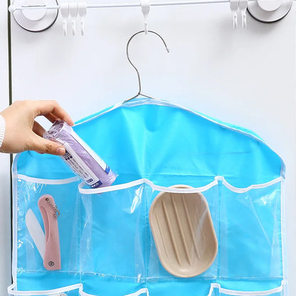 Hot 16 Grid Pockets Clear Hanging Bag Socks Bra Underwear Stationery Rack Hanger Storage Saving Space Tidy Organizer