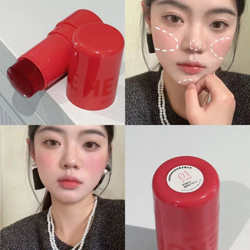 Jelly Lipstick Milk Facial Blusher Rouge Cream Moisturize Powder Blusher Stick Waterproof Long-lasting No Fading Korean Cosmetic